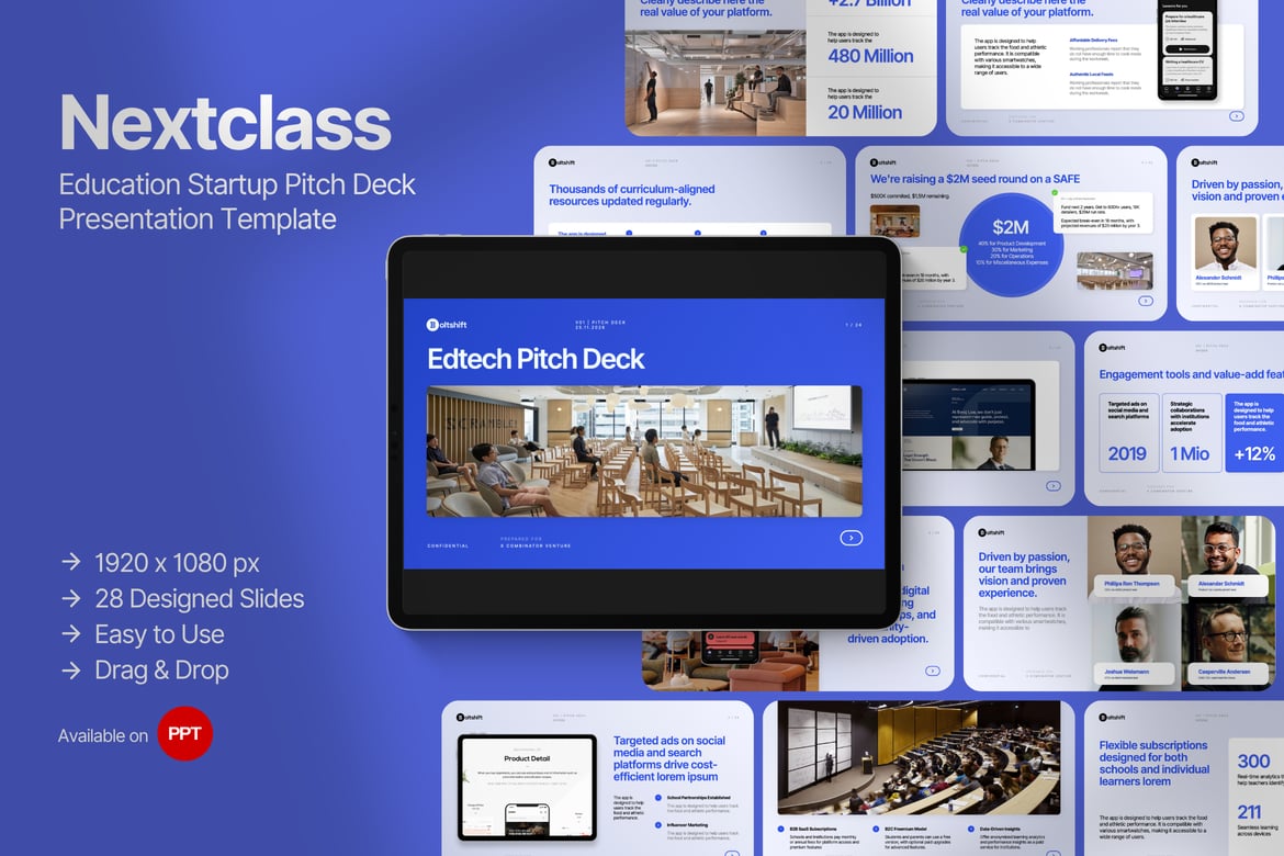 Template Powerpoint Pitch Deck Startup Nextclass yang Menarik