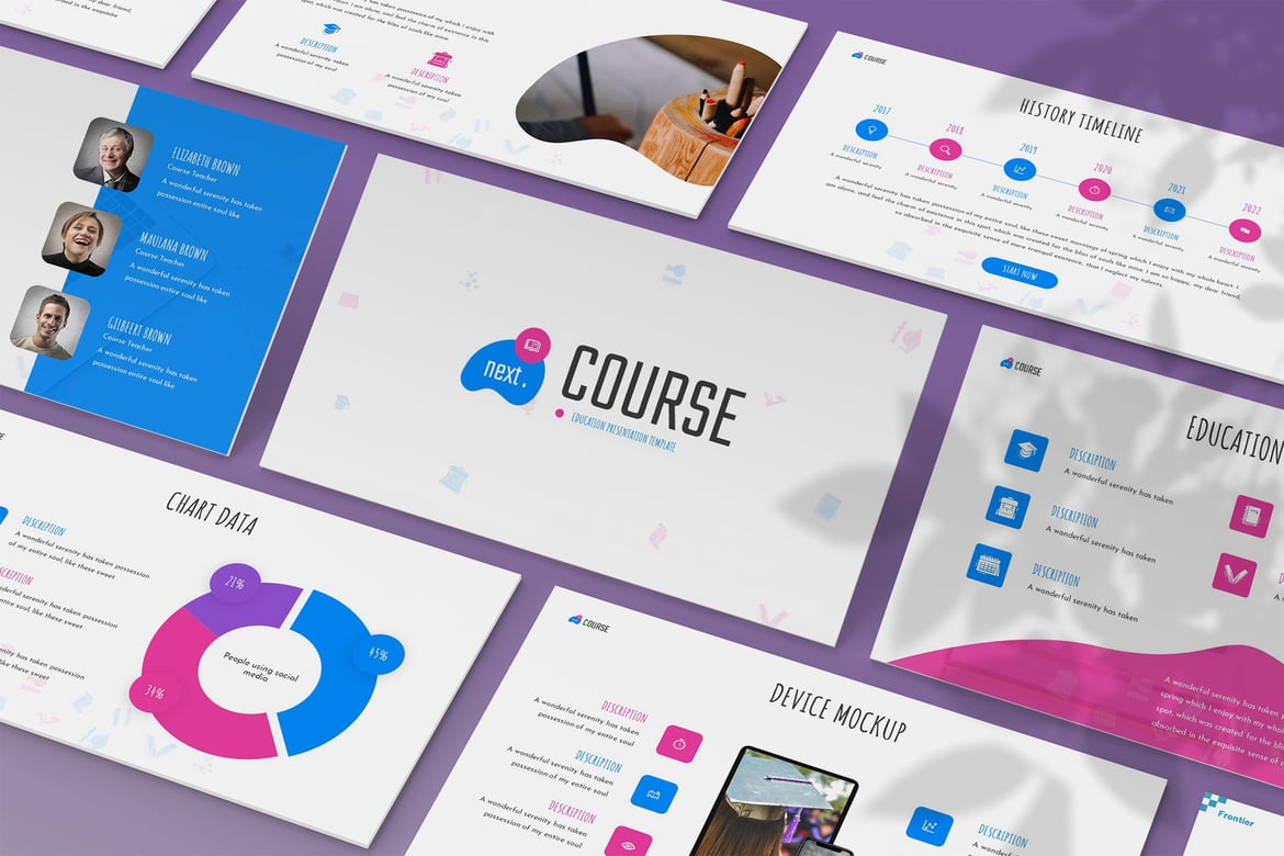 NextCourse - Template PowerPoint Edukasi yang Menarik