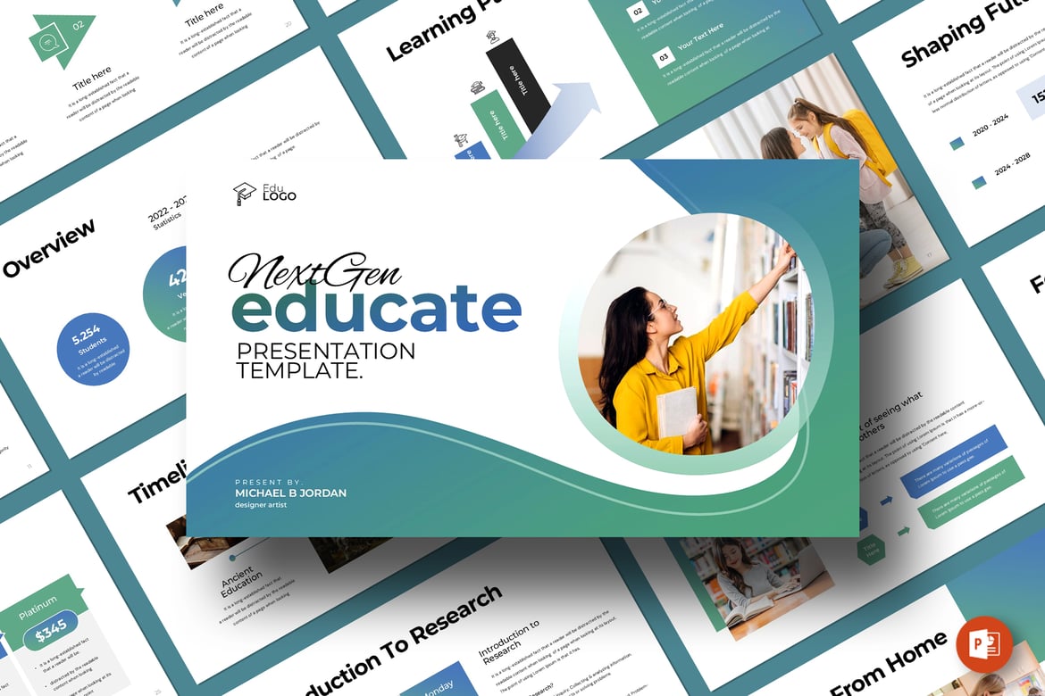Template Presentasi PowerPoint NextGen Educate yang Modern dan Profesional