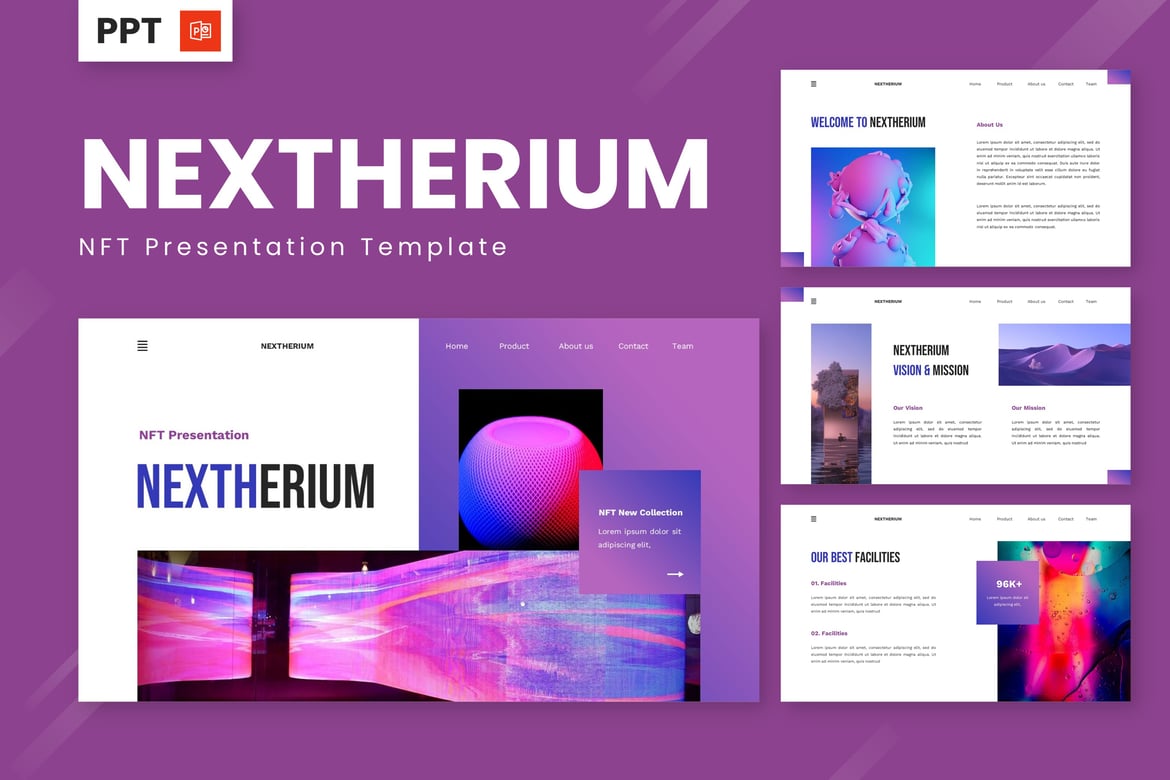 Template Presentasi Powerpoint Nextherium untuk NFT dan Blockchain