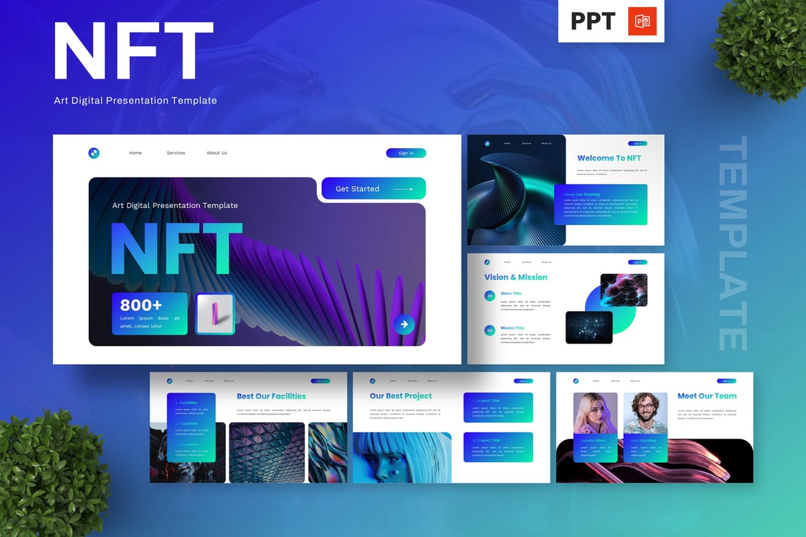 Template Presentasi Digital NFT - Desain Futuristik untuk PowerPoint