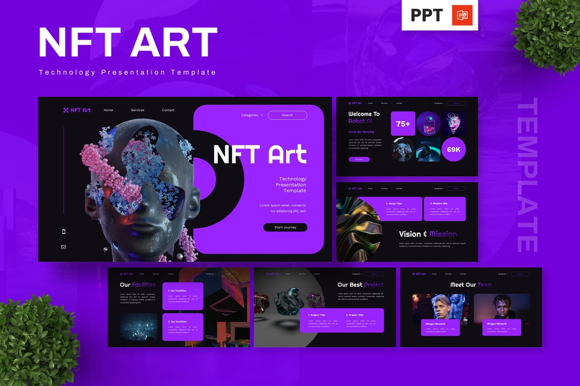 Template Presentasi NFT ART - Powerpoint Modern dan Minimalis