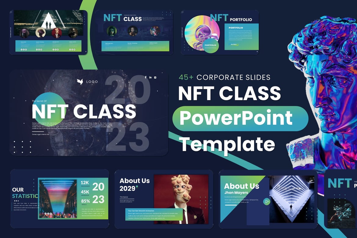 Template Presentasi PowerPoint NFT Kelas yang Menarik dan Profesional