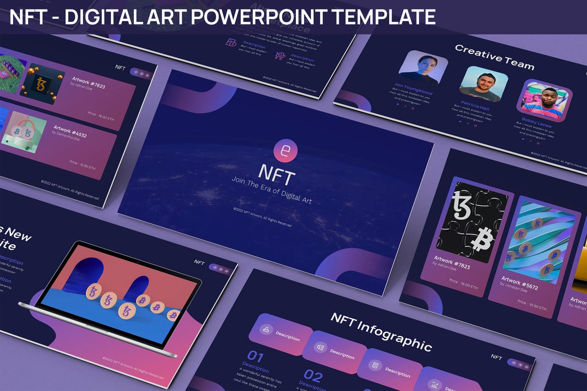 Template Powerpoint NFT - Seni Digital yang Modern dan Menarik