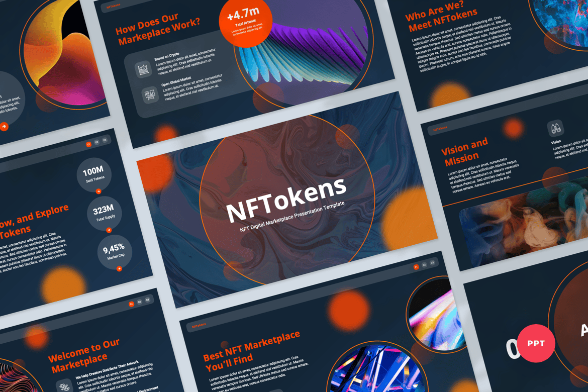 Template Presentasi PowerPoint NFT Digital Marketplace yang Modern dan Menarik
