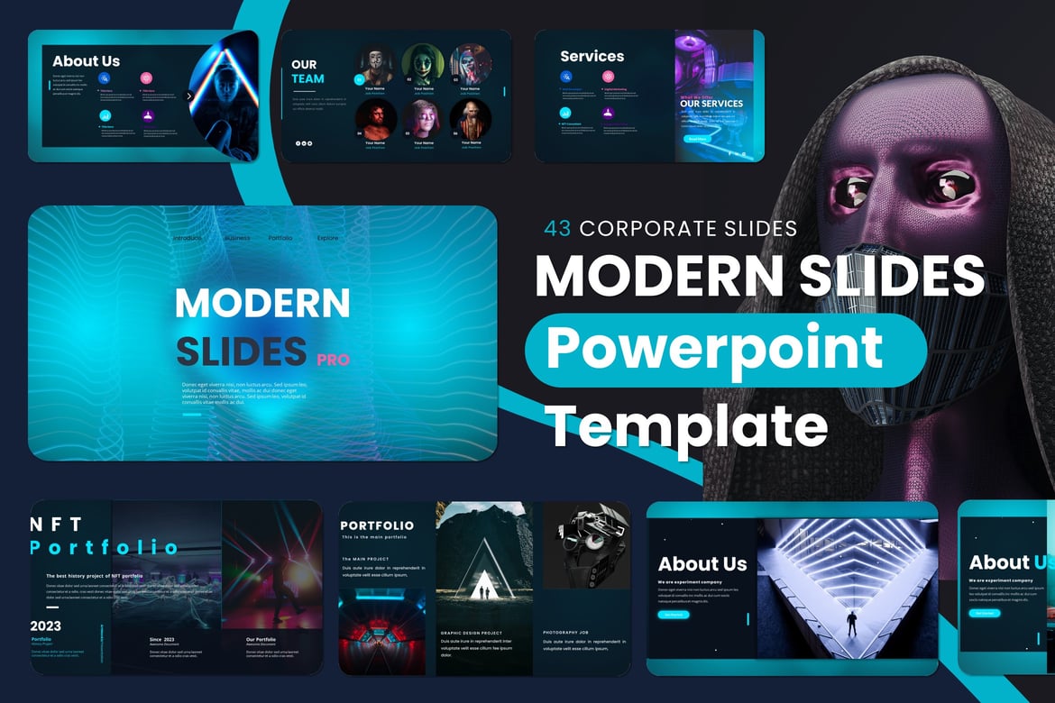 Template Presentasi PowerPoint Modern NFT - 43 Slide Unik