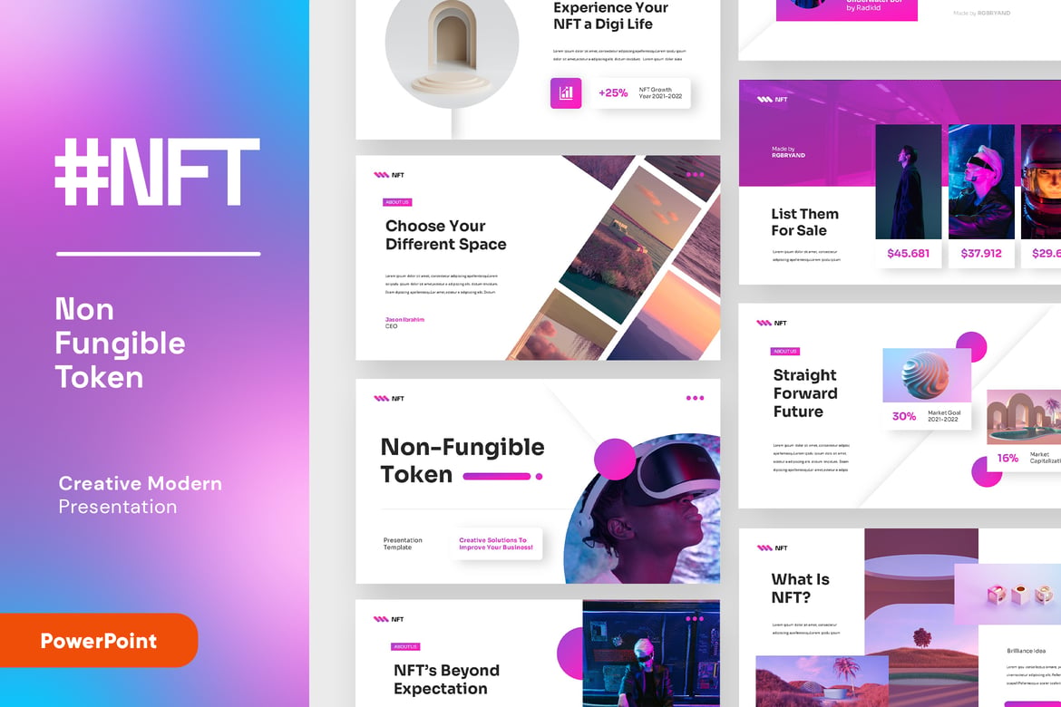 Template Presentasi PowerPoint NFT - Non Fungible Token yang Modern dan Profesional