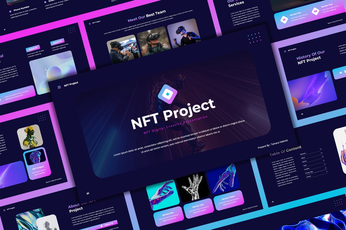 Template Presentasi Kreatif NFT - PowerPoint Modern dan Minimalis
