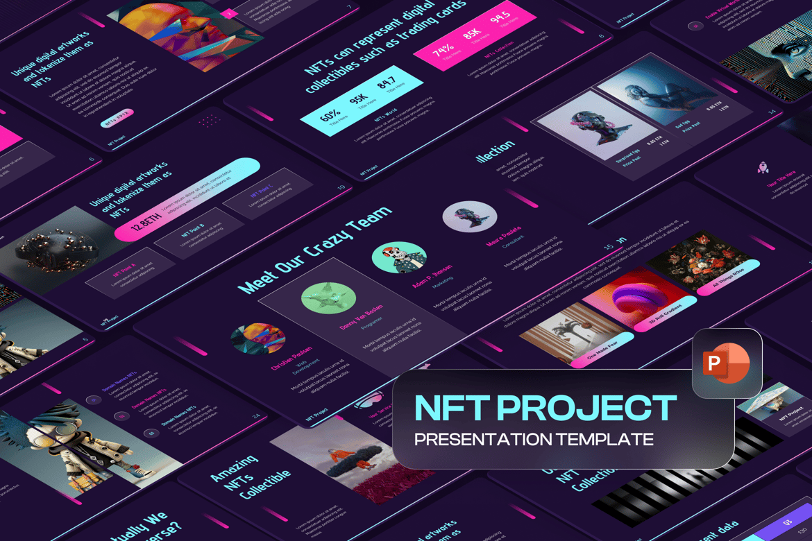Template PowerPoint Proyek NFT yang Menarik