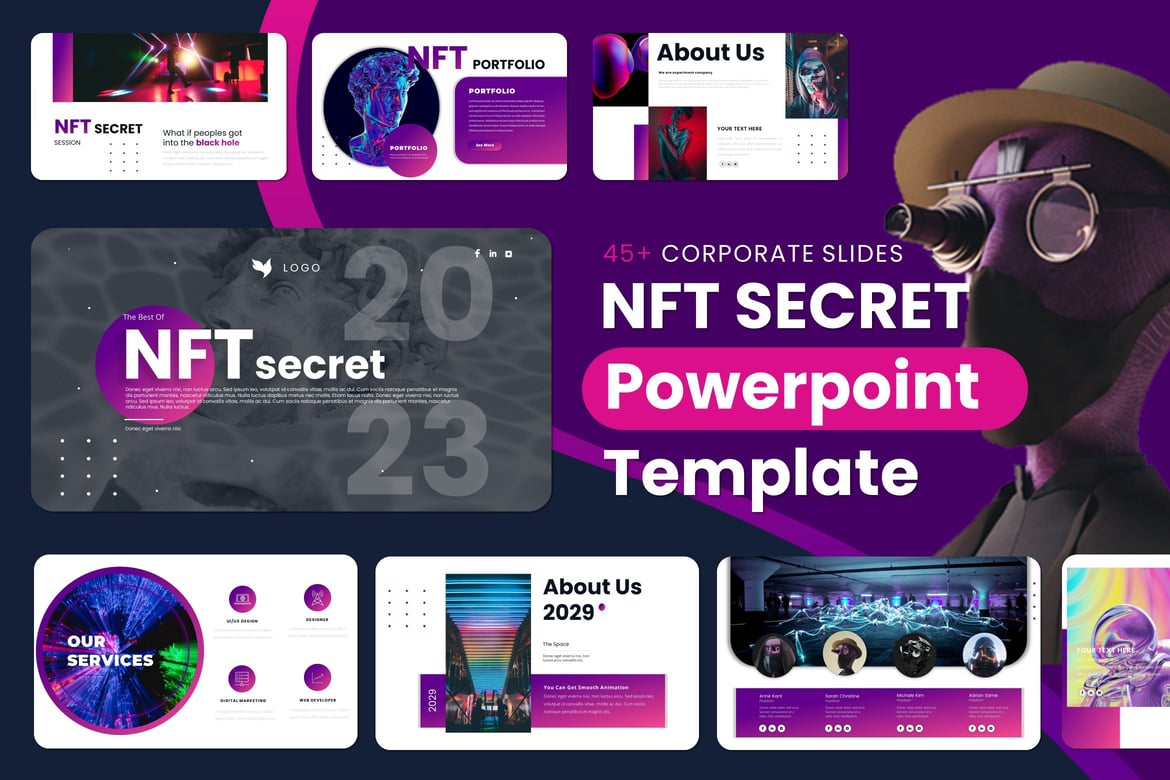 Template Presentasi PowerPoint NFT Secret yang Unik dan Menarik
