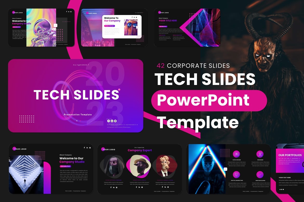 Template Presentasi PowerPoint Teknologi NFT yang Modern dan Menarik