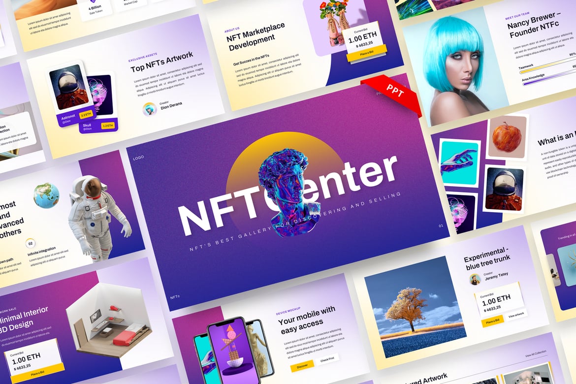 Template Presentasi PowerPoint NFTc - Aset Digital Kreatif NFT