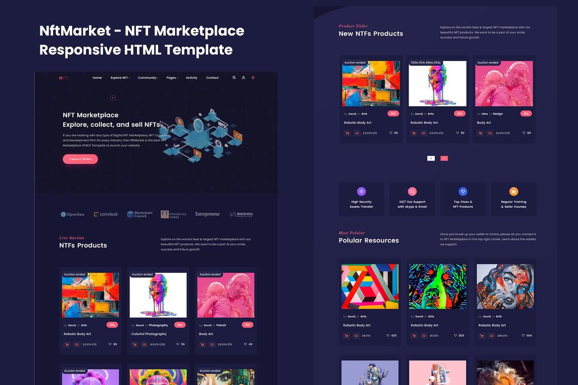 NftMarket - Template Web Pasar NFT yang Responsif dan Modern