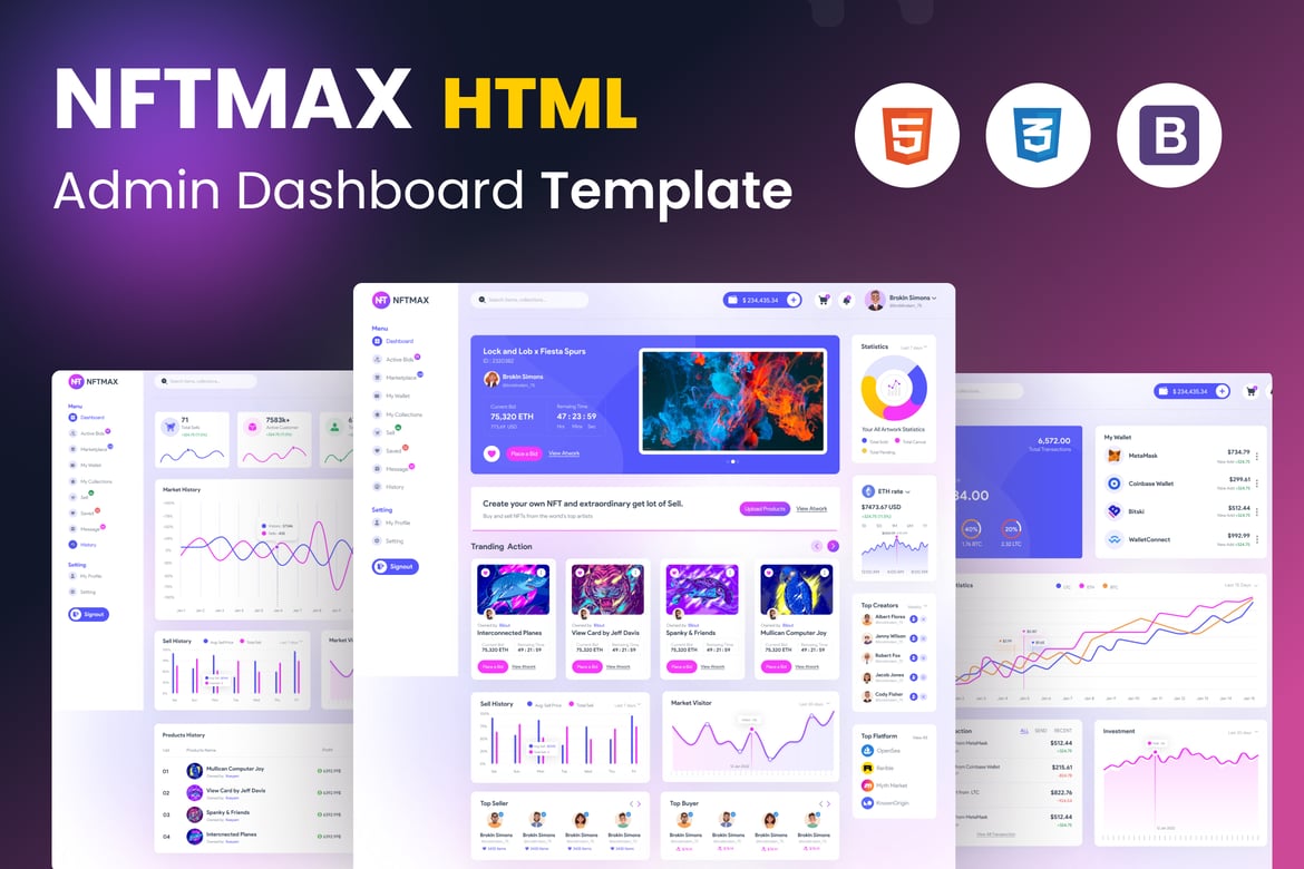 NFTMAX - Template Website Admin Bootstrap 5 untuk NFT