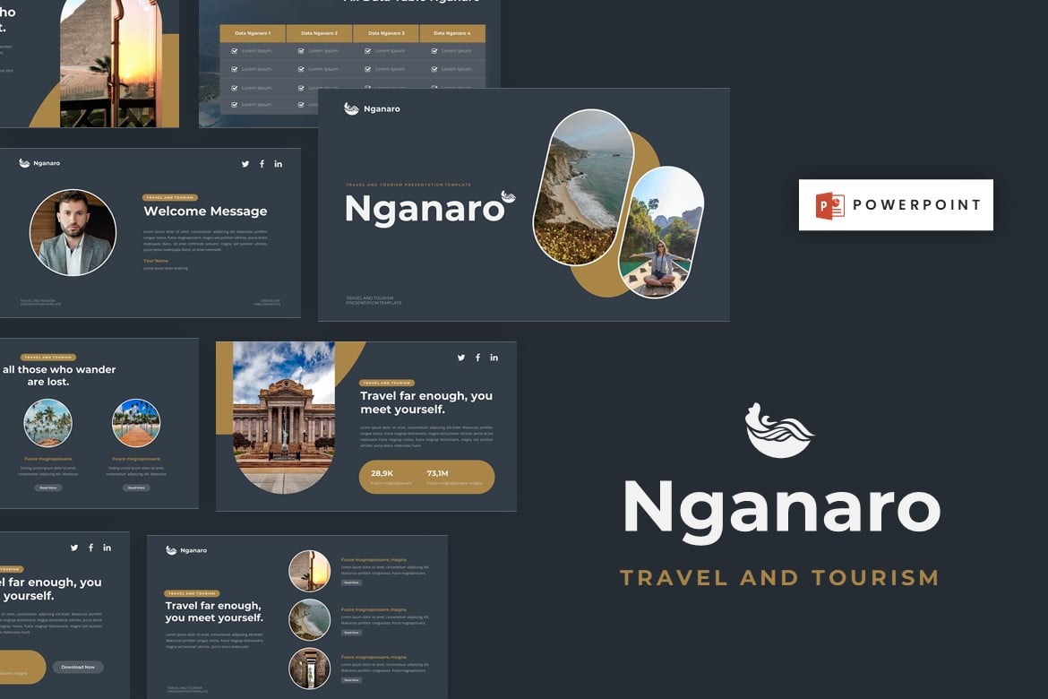 Nganaro - Template PowerPoint Perjalanan dan Pariwisata yang Menarik