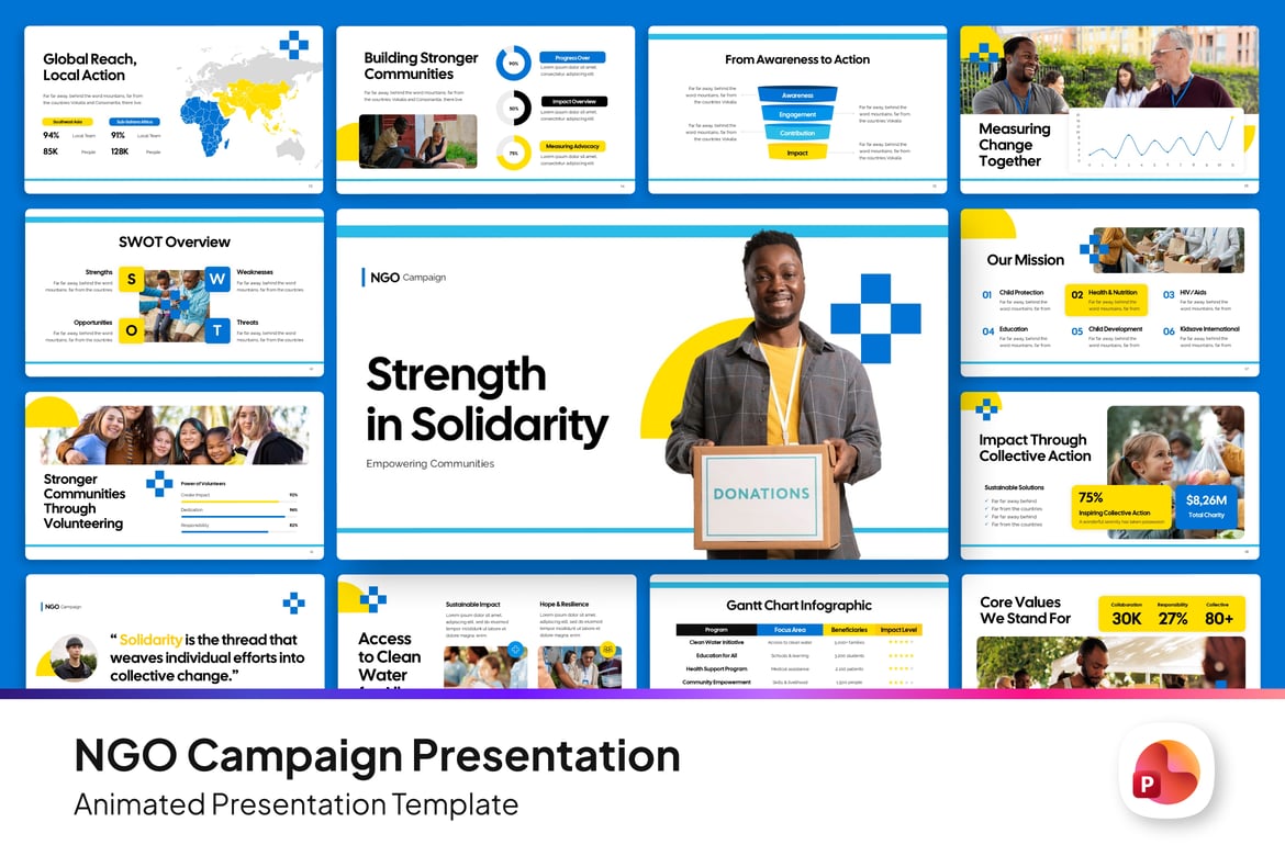 Template Presentasi PowerPoint Kekuatan NGO dalam Solidaritas