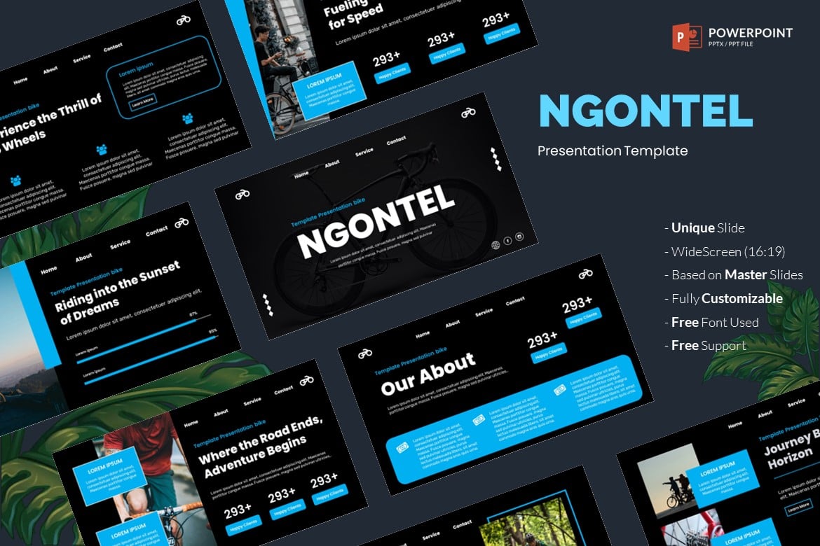 Template Presentasi Powerpoint Sepeda Ngontel yang Modern dan Kreatif