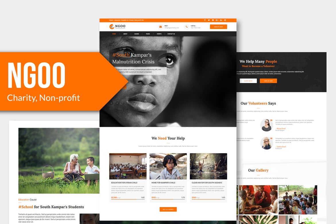 NGOO - Template Website Amal dan Non-Profit yang Modern