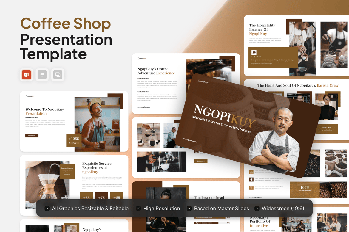 Ngopikuy - Template Presentasi PowerPoint untuk Coffeeshop yang Menarik