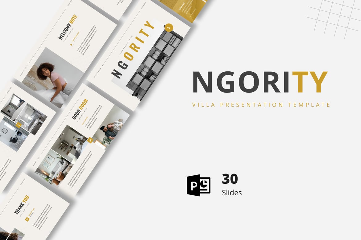 Template Powerpoint Presentasi Villa Ngority yang Elegan