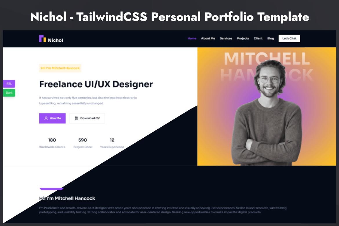 Nichol - Template Website Portofolio Pribadi dengan Tailwind CSS