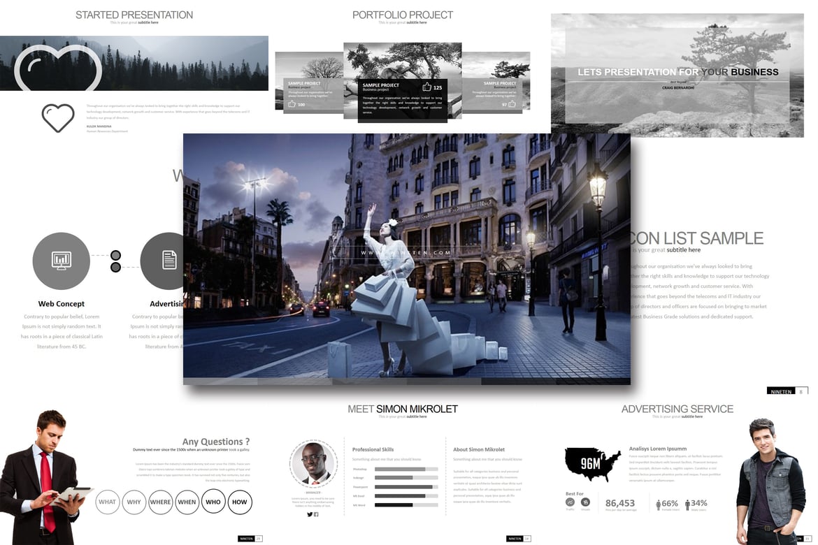Template Presentasi Powerpoint Nine 0 yang Kreatif dan Serbaguna