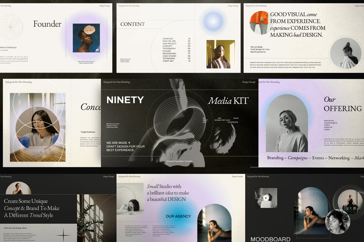 Template Presentasi NINETY - PowerPoint Kreatif dan Modern