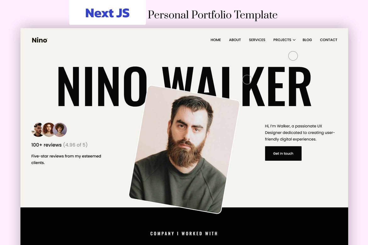 Nino - Template Website Portofolio Pribadi Next JS yang Menawan