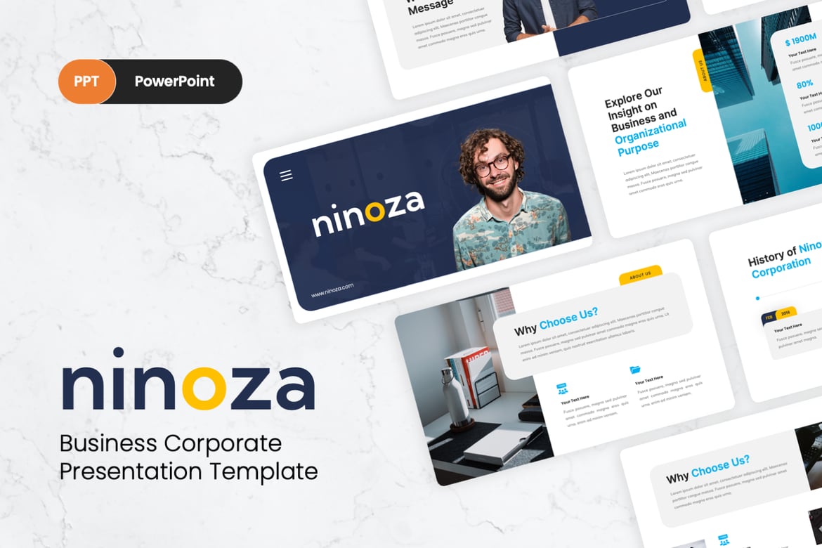 Ninoza - Template PowerPoint Bisnis Korporat yang Menarik