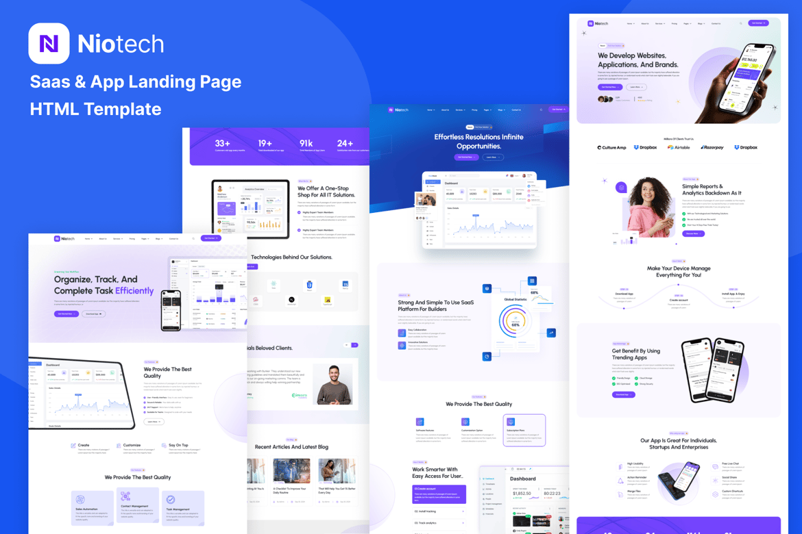 Template Website Niotech - Template Landing Page untuk SaaS & Aplikasi