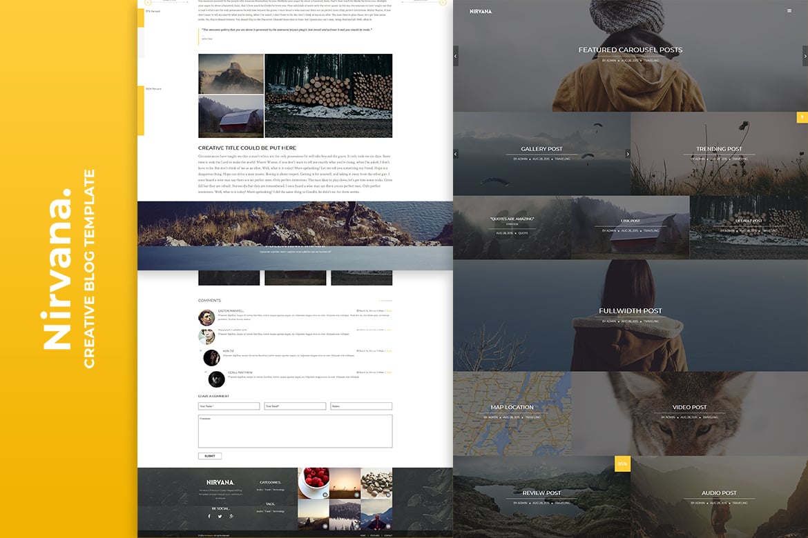 Template Blog Kreatif Nirvana yang Modern dan Elegan