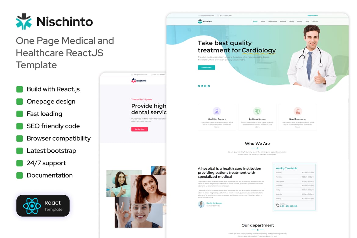 Nischinto - Template Website Medis & Kesehatan Berbasis ReactJS