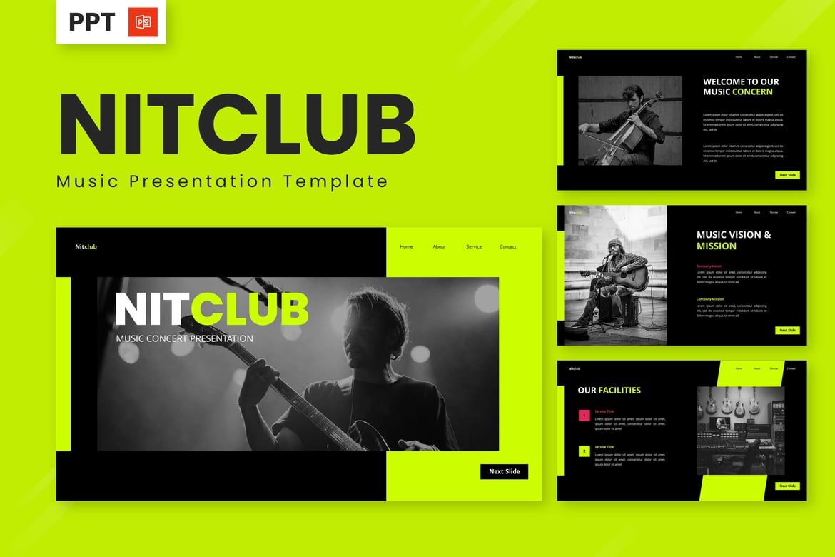 Nitclub - Template Powerpoint Musik yang Menarik