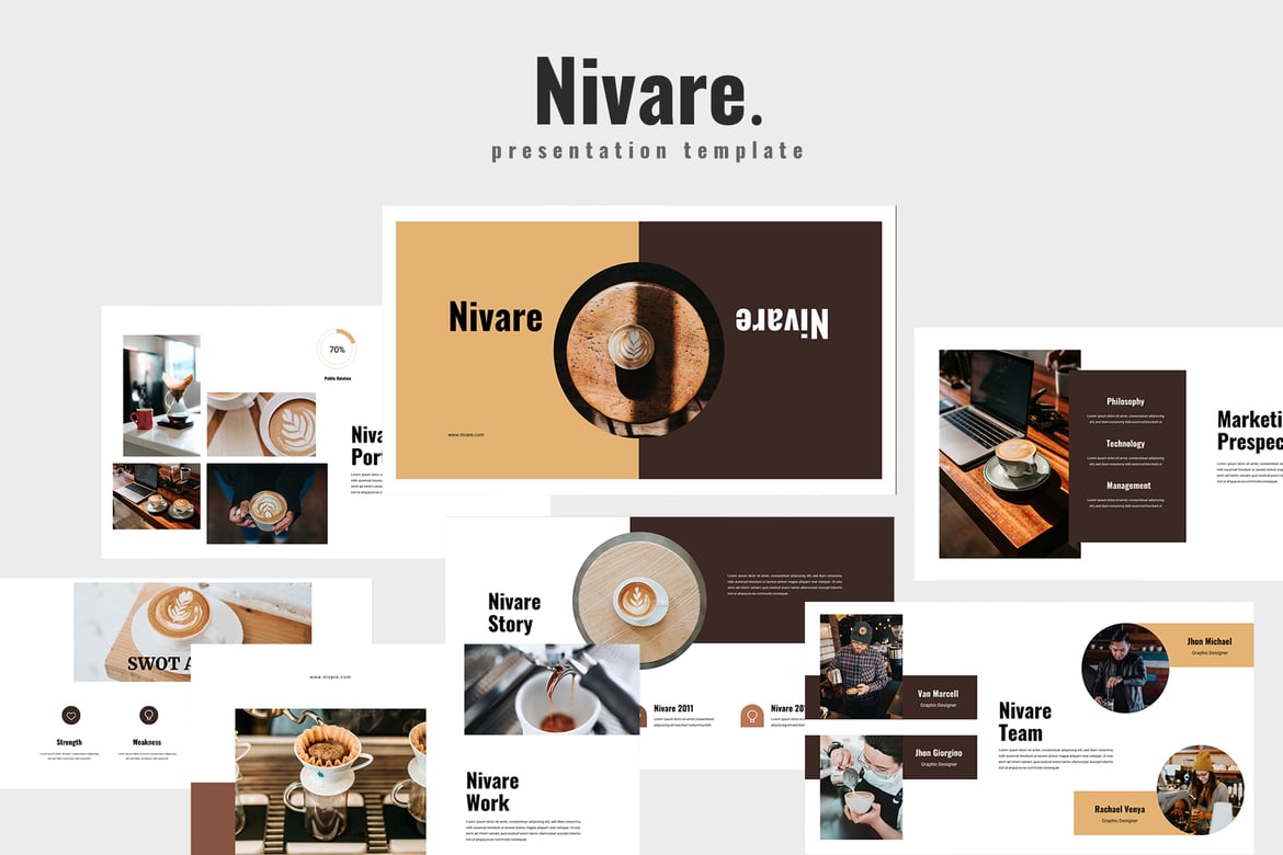 Nivare - Template Presentasi PowerPoint untuk Coffeeshop yang Menarik