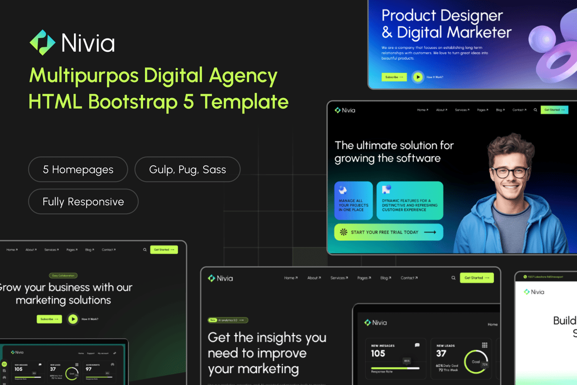Nivia - Template Website HTML Serbaguna untuk Agensi Digital