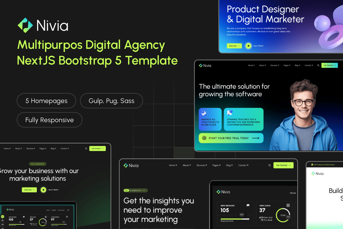 Nivia - Template Website Digital Agency Serbaguna dengan React NextJS