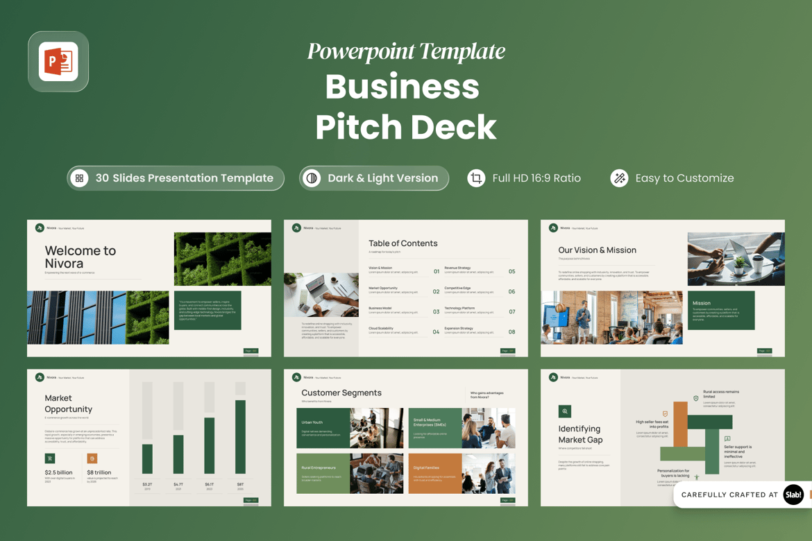 Template Presentasi PowerPoint Nivora untuk Pitch Bisnis yang Memukau