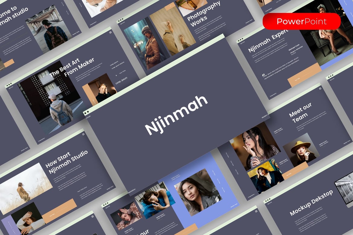 Template PowerPoint Njinmah untuk Bisnis yang Menarik