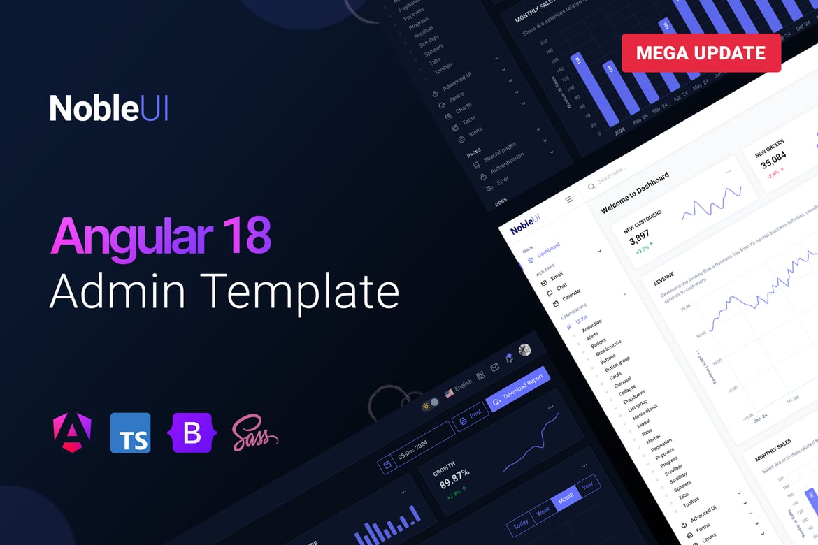 NobleUI - Template Website Admin Angular 18 yang Modern dan Ringan