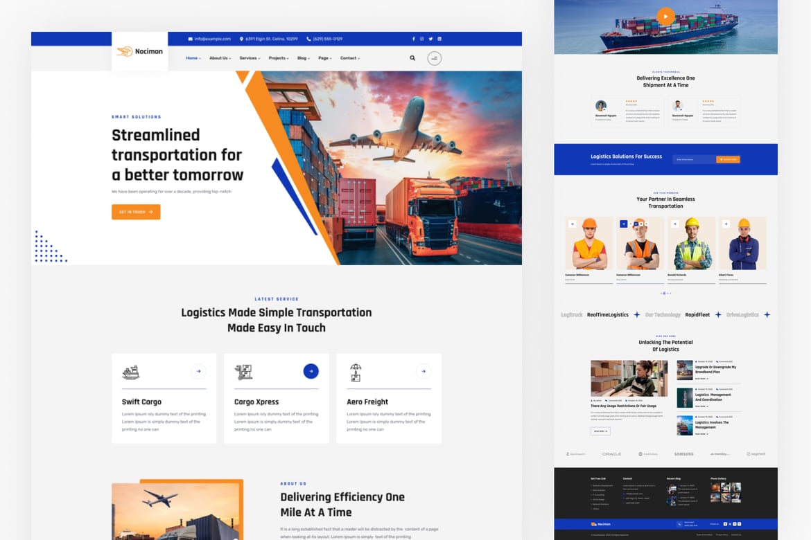 Nocimon - Template Website Transportasi & Logistik Profesional