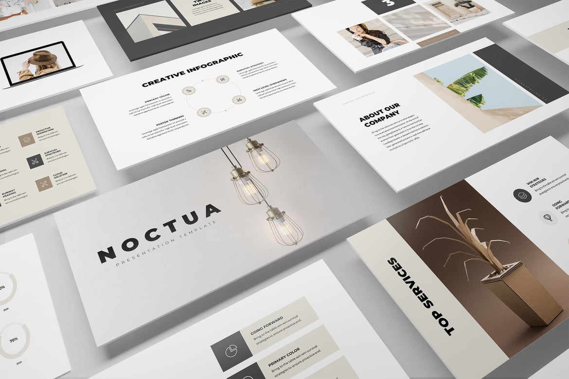 Template Presentasi PowerPoint Noctua yang Elegan dan Minimalis