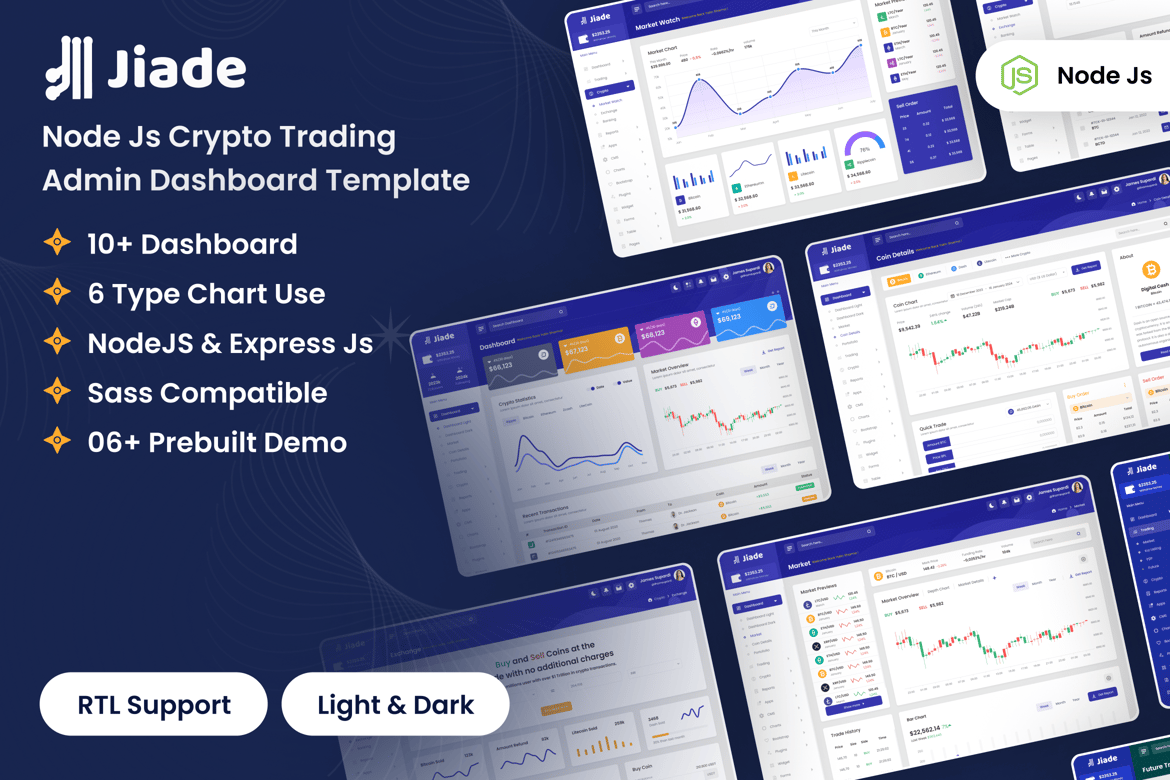 Template Dashboard Admin Trading Crypto Node.js yang Modern dan Responsif