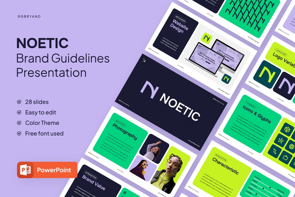 Template Powerpoint Pedoman Merek Noetic yang Profesional