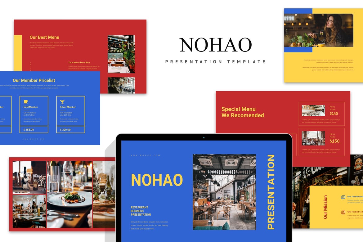Template Presentasi PowerPoint untuk Bisnis Restoran Nohao