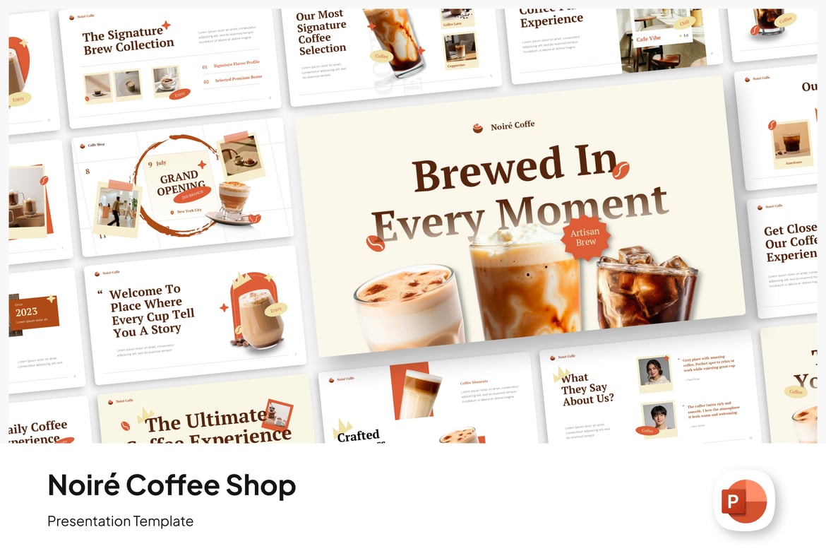 Template PowerPoint Kafe Noire yang Menarik