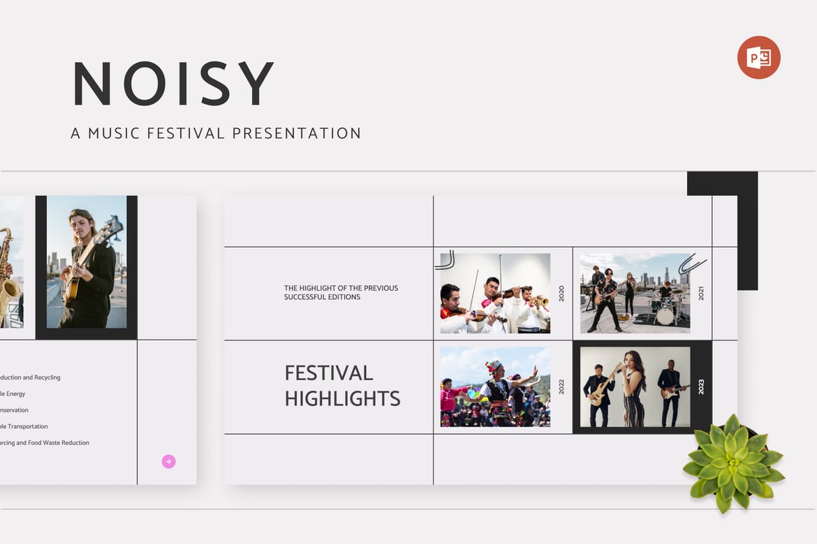 Template Presentasi Musik Festival Noisy yang Menarik dan Profesional