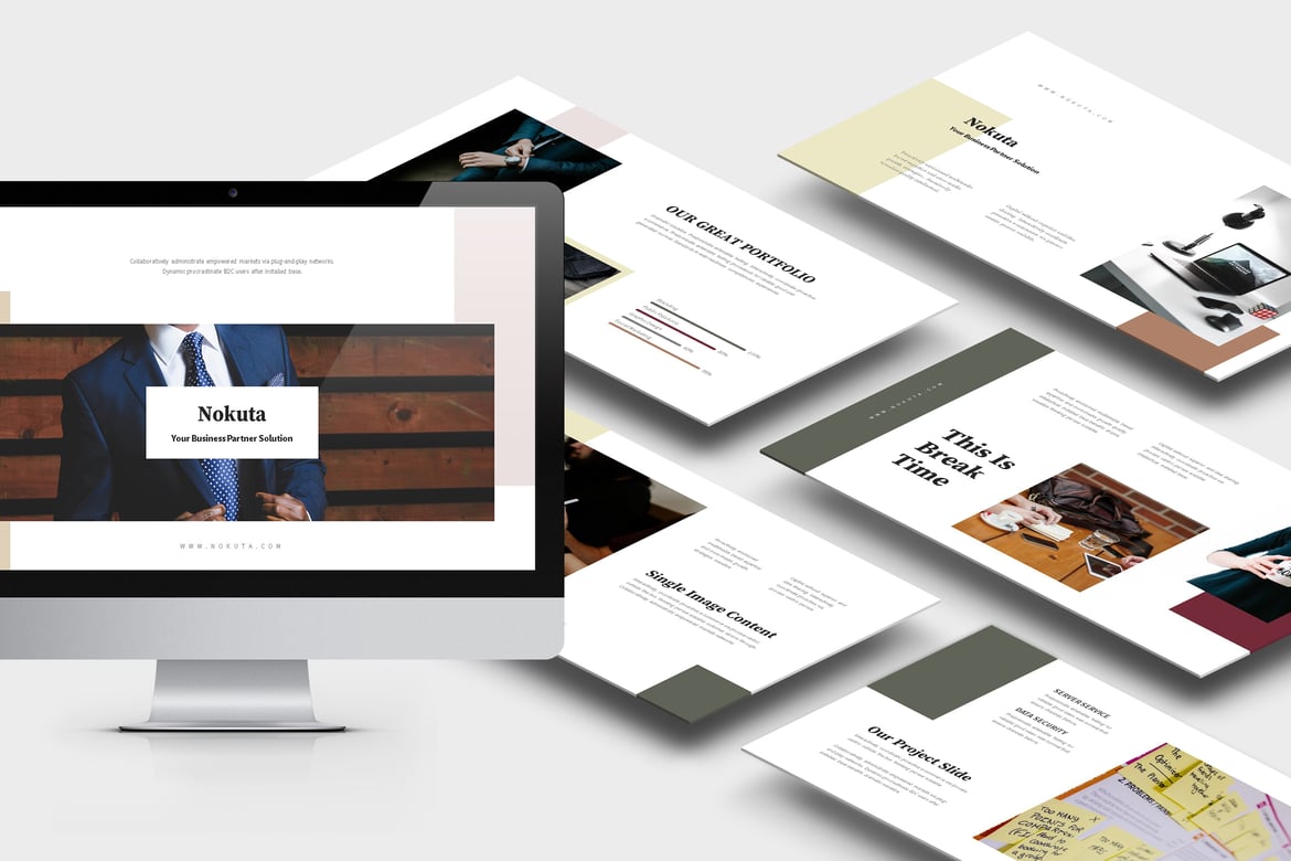 Nokuta: Template PowerPoint Bisnis Startup yang Elegan