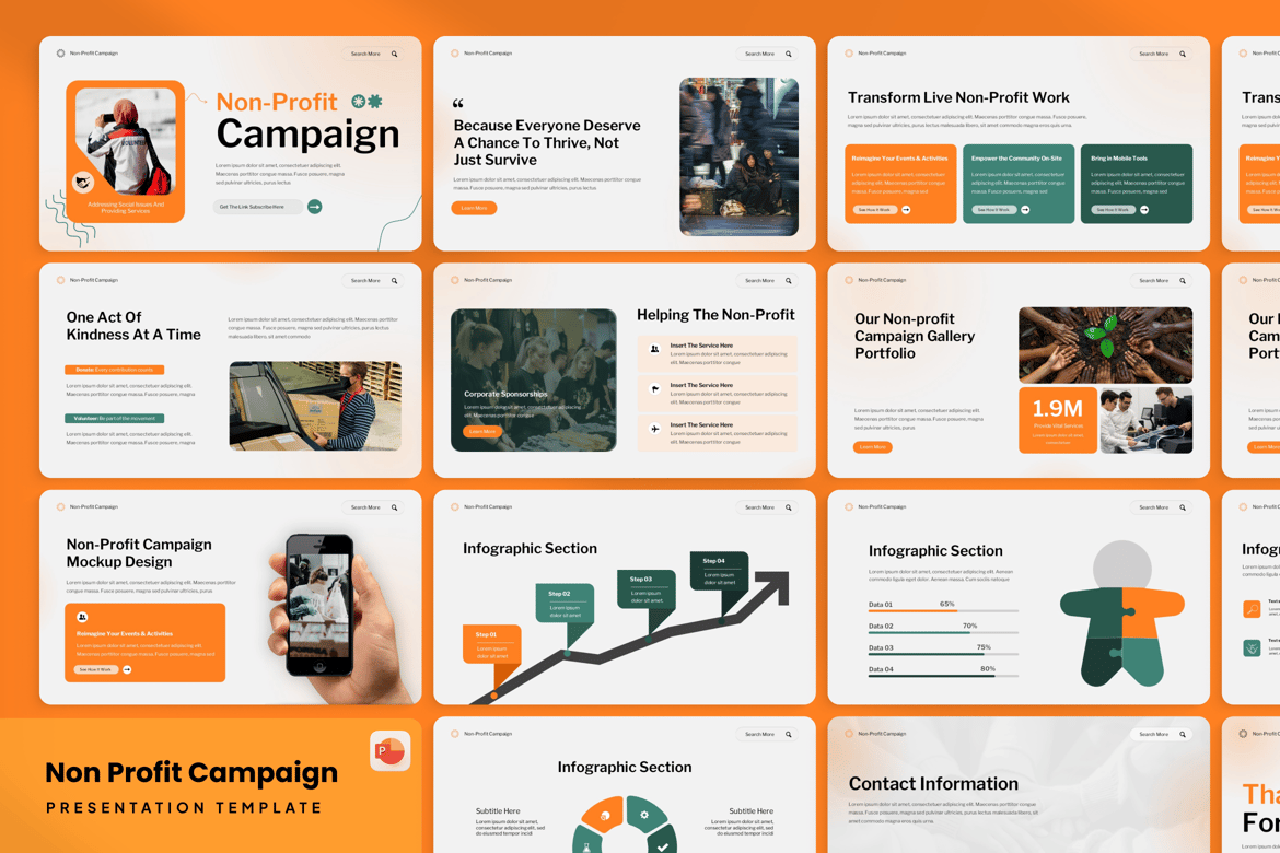 Template PowerPoint Kampanye Non-Profit yang Menginspirasi