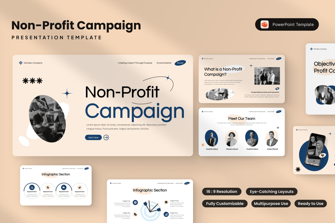 Template Presentasi PowerPoint Kampanye Non-Profit yang Inspiratif