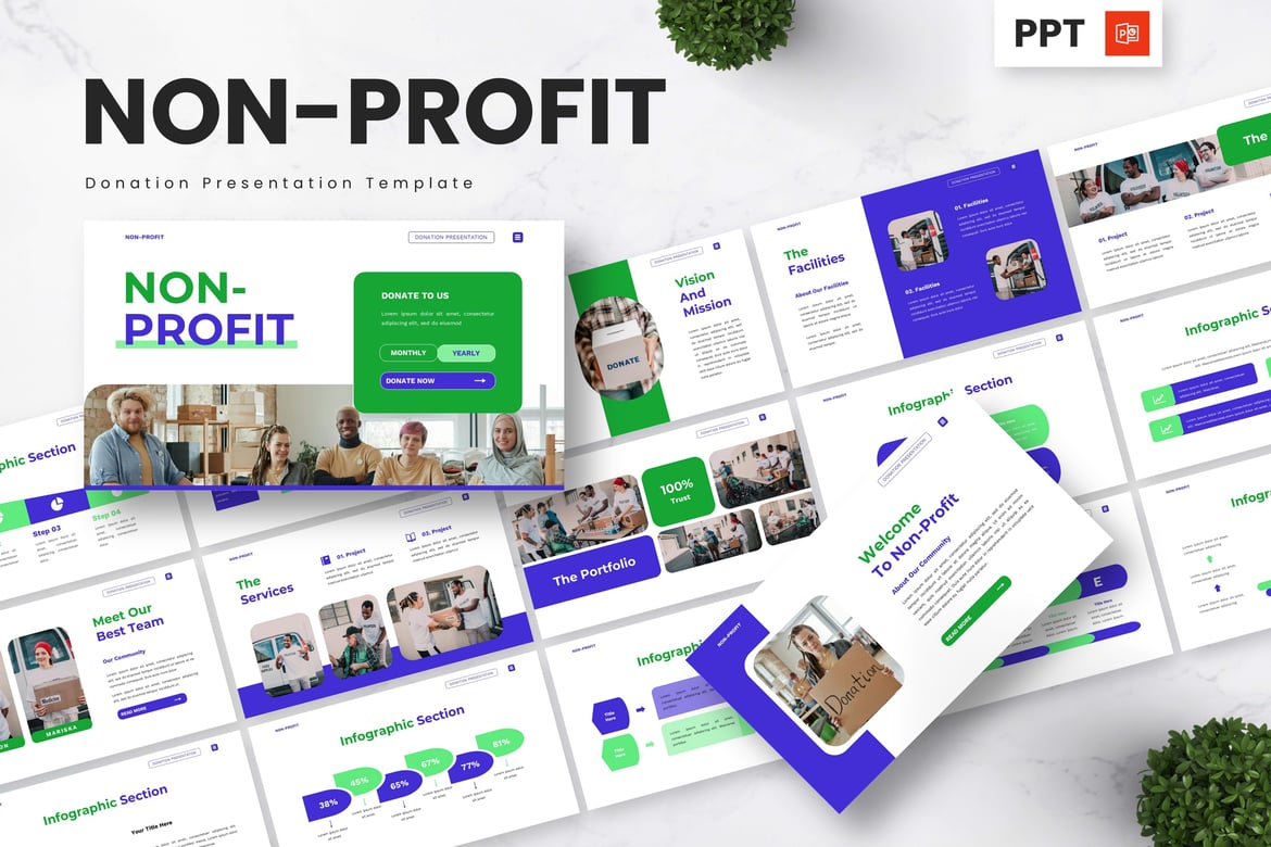 Template Powerpoint Donasi untuk Organisasi Non-Profit